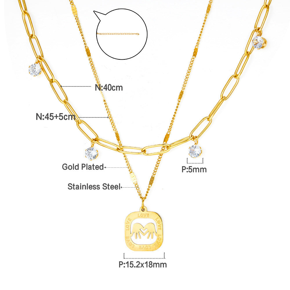 Damen Halskette mit goldplattiertem Anhänger und funkelnden Kristallen Shop Nory