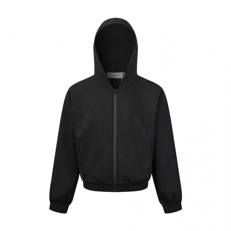 Unisex Kurz geschnittene Kapuzen-Zipjacke aus schwerem French-Terry mit elastischem Saum und Raglanärmeln Shop Nory
