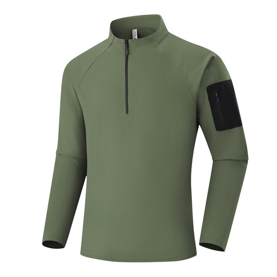 Herren Atmungsaktives Funktions-Langarmshirt mit Stehkragen, 1/4-Reißverschluss und Ärmel-Utility-Tasche Shop Nory
