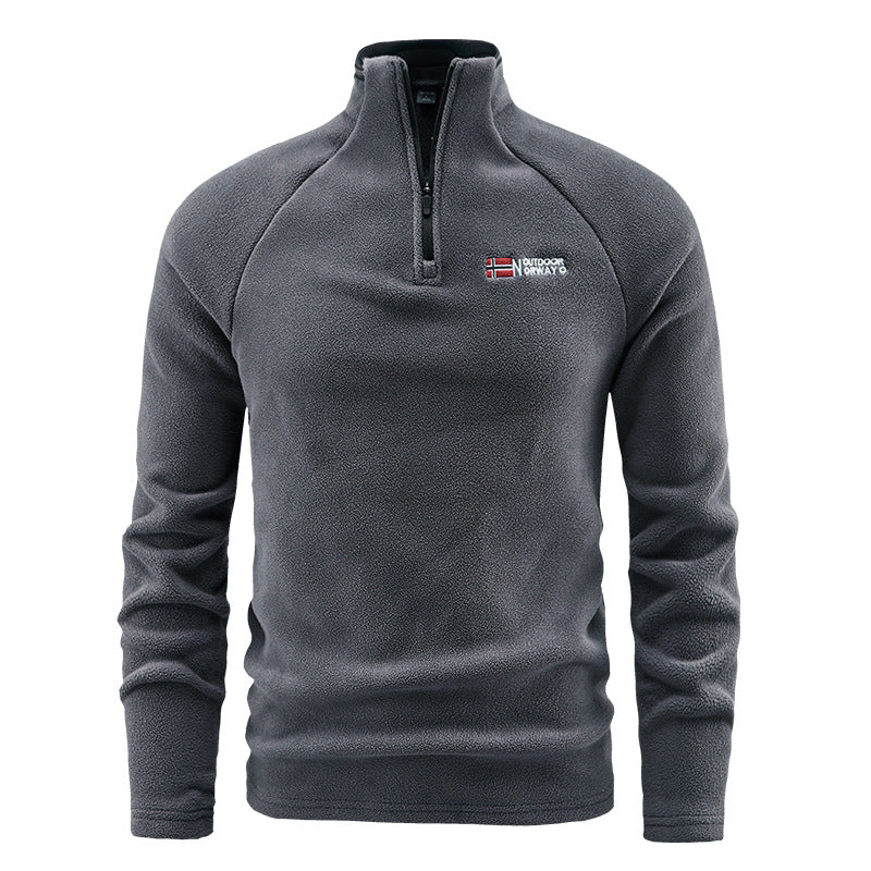 Herren Fleece-Halbzip-Pullover mit hohem Stehkragen und Raglanärmeln Shop Nory