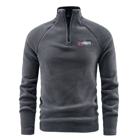 Herren Fleece-Halbzip-Pullover mit hohem Stehkragen und Raglanärmeln Shop Nory