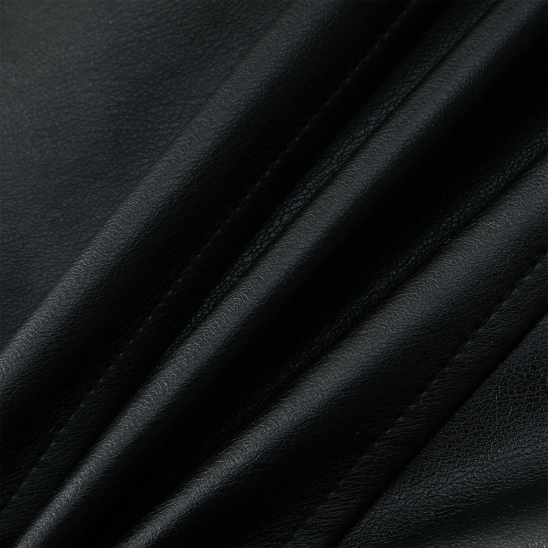 Damen Motorrad-Bikerjacke aus Kunstleder mit Stehkragen, asymmetrischem Reißverschluss und Zierfalten Shop Nory