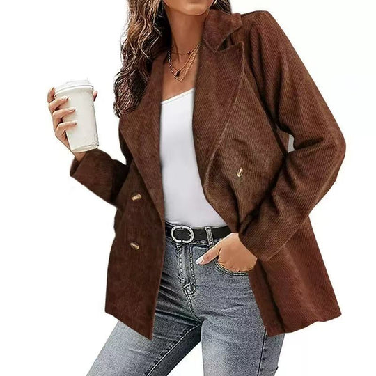 Damen Modernes Cordblazer mit lässigem Schnitt und praktischen Taschen