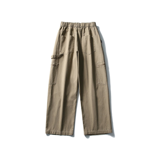 Damen Utility-Cargo-Hose mit weitem Bein, hohem elastischem Bund und Reißverschlusstaschen Shop Nory