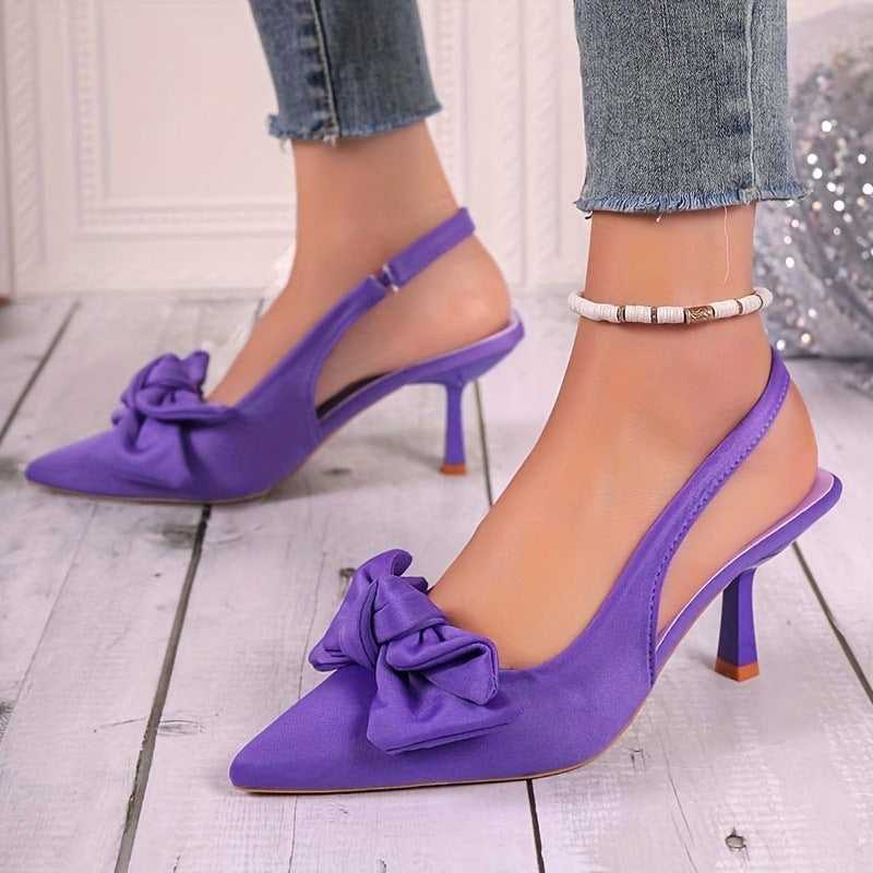 Damen elegante Slingback-Pumps mit dekorativem Schleifen-Detail
