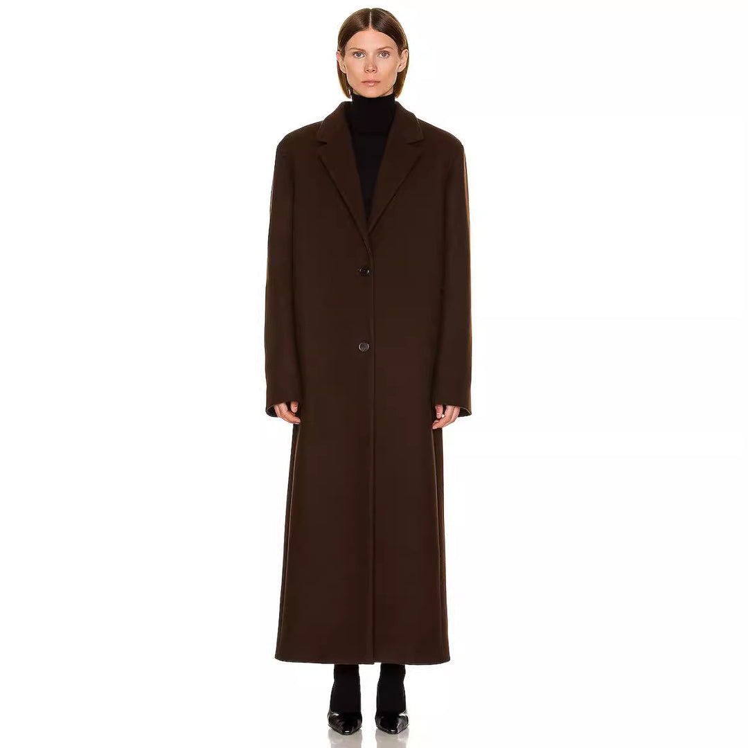 Damen Maximaler Einreihiger Mantel im Oversize‑Schnitt mit klassischem Revers Shop Nory