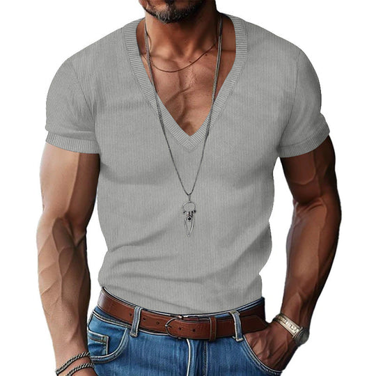 Herren Kurzarm V-Ausschnitt T-Shirt