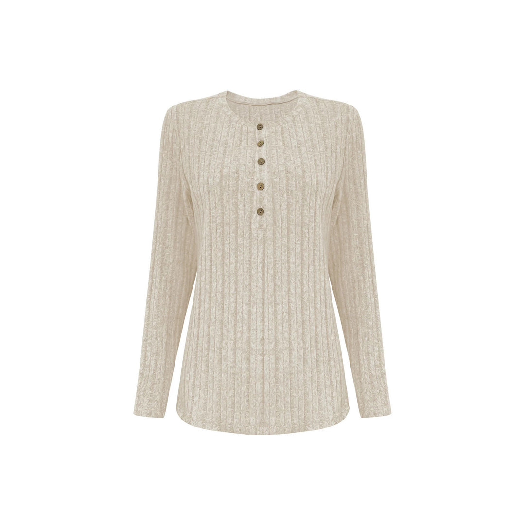 Damen Gerippter Komfort-Zweiteiler mit Henley-Oberteil und weiter Palazzo-Strickhose Shop Nory