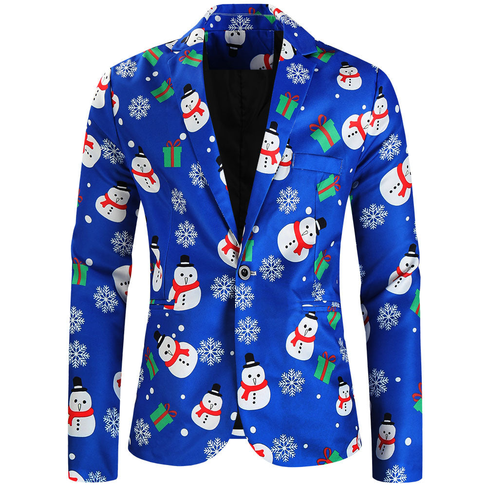 Damen Weihnachtliches Slim-Fit-Sakko mit Allover Rentier- und Tannenbaum-Print Shop Nory