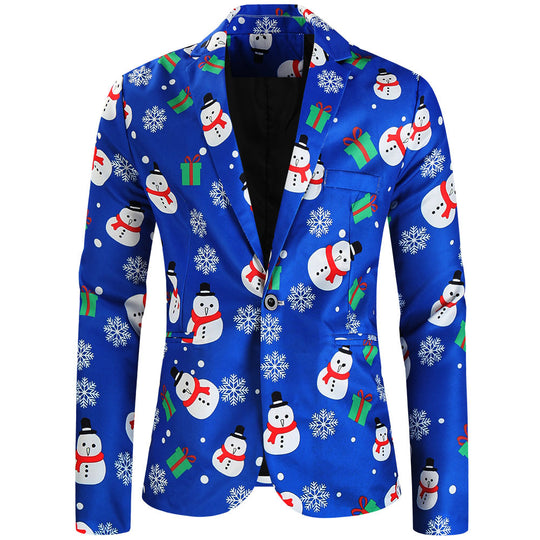 Damen Weihnachtliches Slim-Fit-Sakko mit Allover Rentier- und Tannenbaum-Print Shop Nory