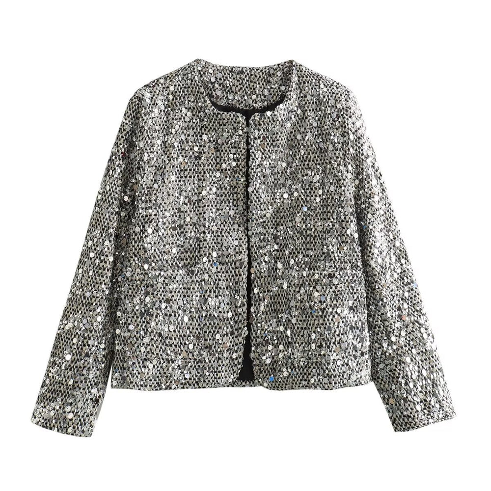 Damen Kurzjacke mit Paillettenbesatz und Bouclé-Struktur Shop Nory