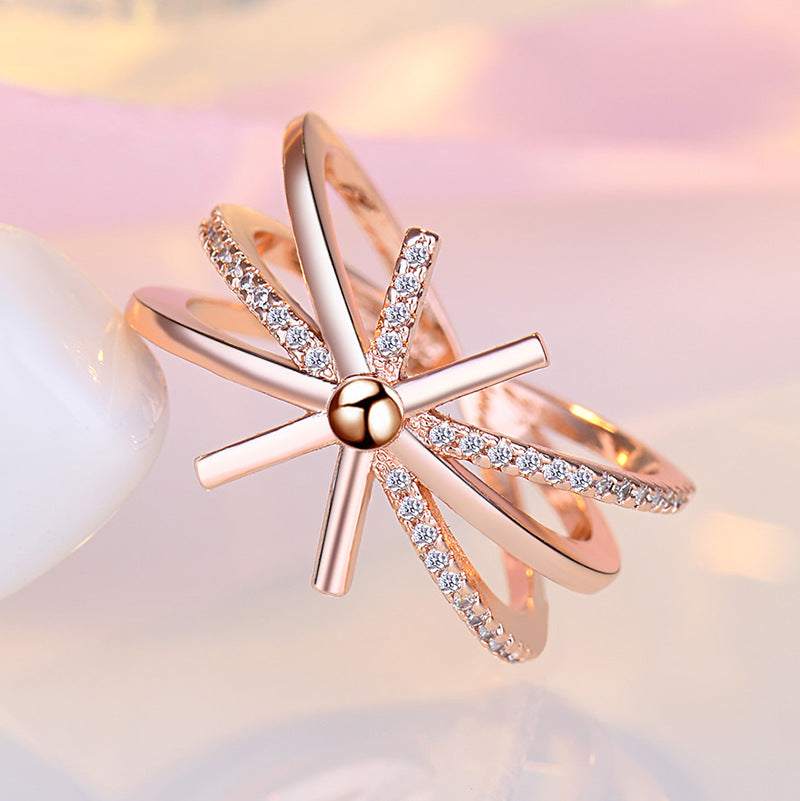Damen Offener Ring mit kunstvollem Wellen-Design und funkelnden Zirkonia Shop Nory