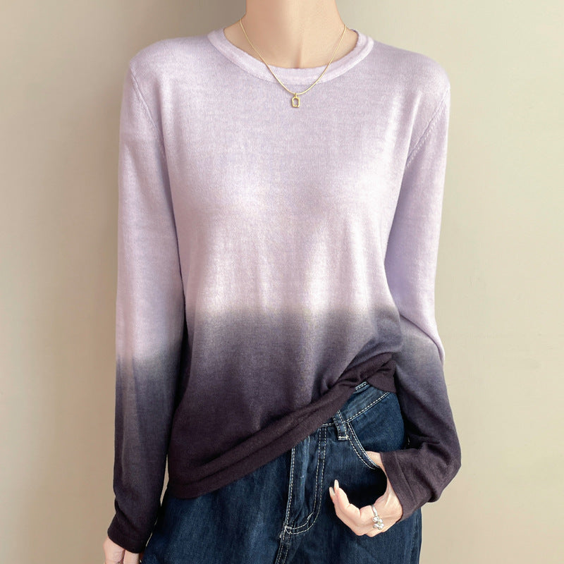 Damen Leichter Verlauf-Feinstrickpullover mit Rundhalsausschnitt und lockerer Passform Shop Nory