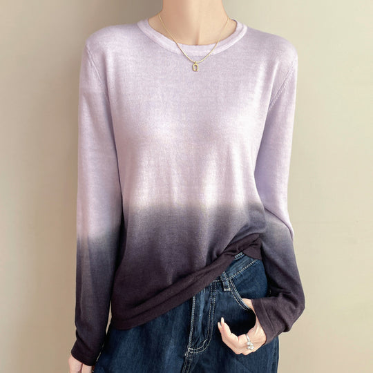 Damen Leichter Verlauf-Feinstrickpullover mit Rundhalsausschnitt und lockerer Passform Shop Nory