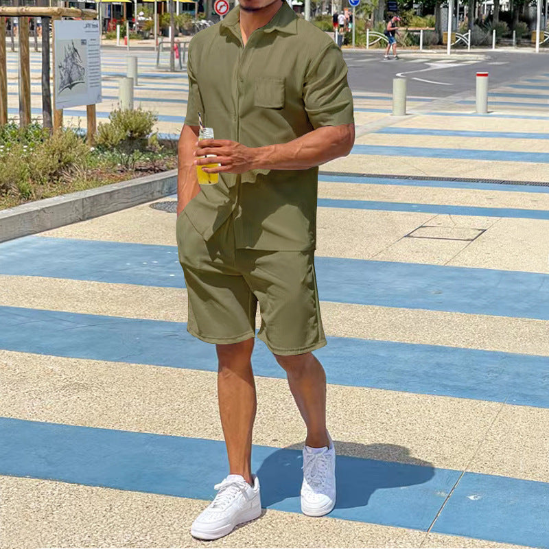 Herren lässiger Kurzoverall mit praktischen Taschen