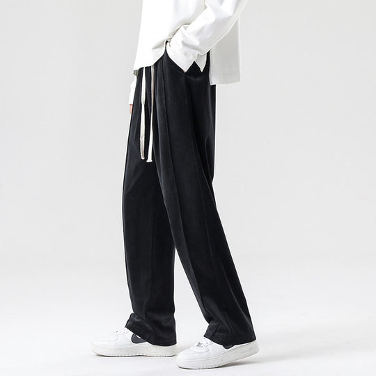 Herren Weite Velours-Jogginghose mit elastischem Bund und Kordelzug Shop Nory