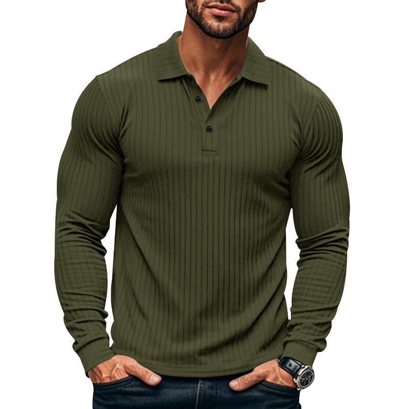 Herren Langarm-Henley-Shirt mit strukturiertem Rippenmuster