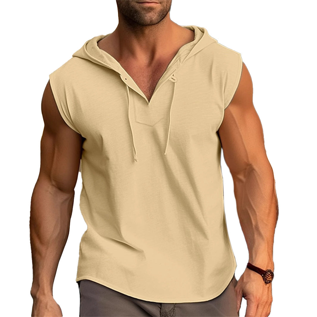Herren ärmelloses Trainingsshirt mit praktischem Kapuzen-Design