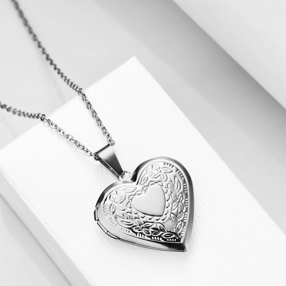 Damen Herz-Locket Halskette mit filigranem Design Shop Nory