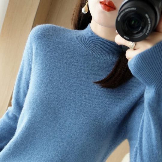 Damen Kurzrollkragenpullover in Kaschmir-Optik mit extralangen Rippbündchen Shop Nory