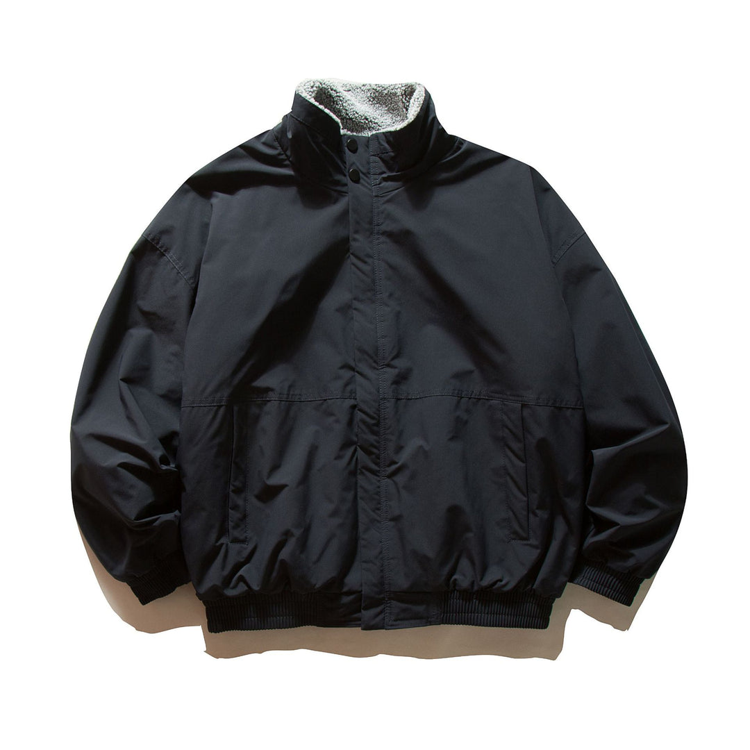 Unisex Kurz geschnittener winddichter Bomber mit Teddyfutterkragen und elastischem Bund Shop Nory