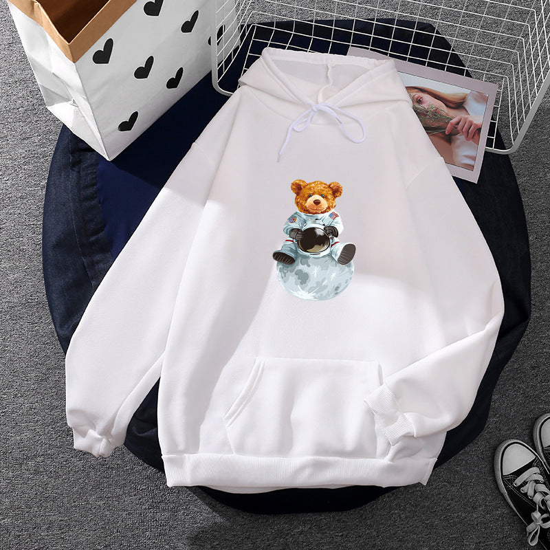 Damen nan weicher Oversize-Kapuzenpullover mit kawaii Pilzfrosch-Print, Kängurutasche und gerippten Bündchen Shop Nory