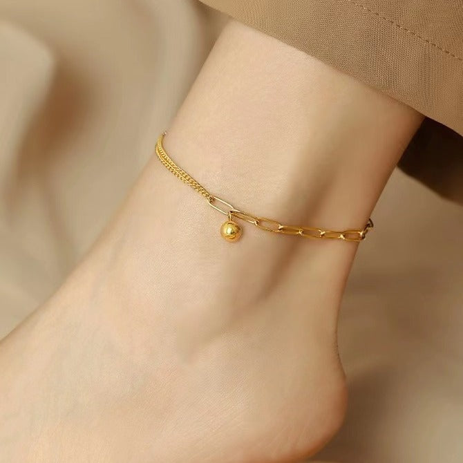 Damen zarte goldene Kettenknöchelband mit Charm Shop Nory