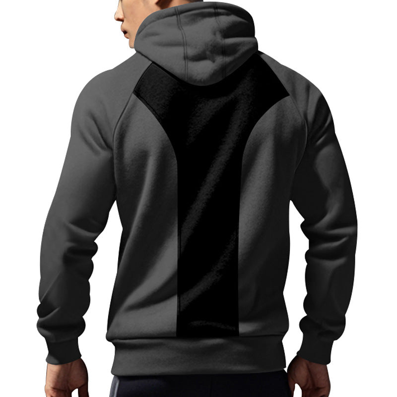 Herren nan sportliches Kapuzensweatshirt mit kurzem Frontreißverschluss ergonomischem Raglanschnitt und Kängurutasche