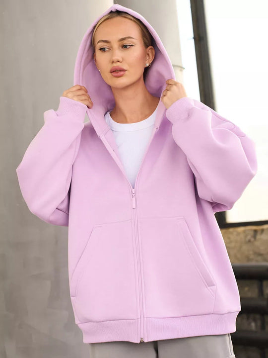 Damen Zip-Hoodie mit lässigem Schnitt und großen Taschen Shopnory