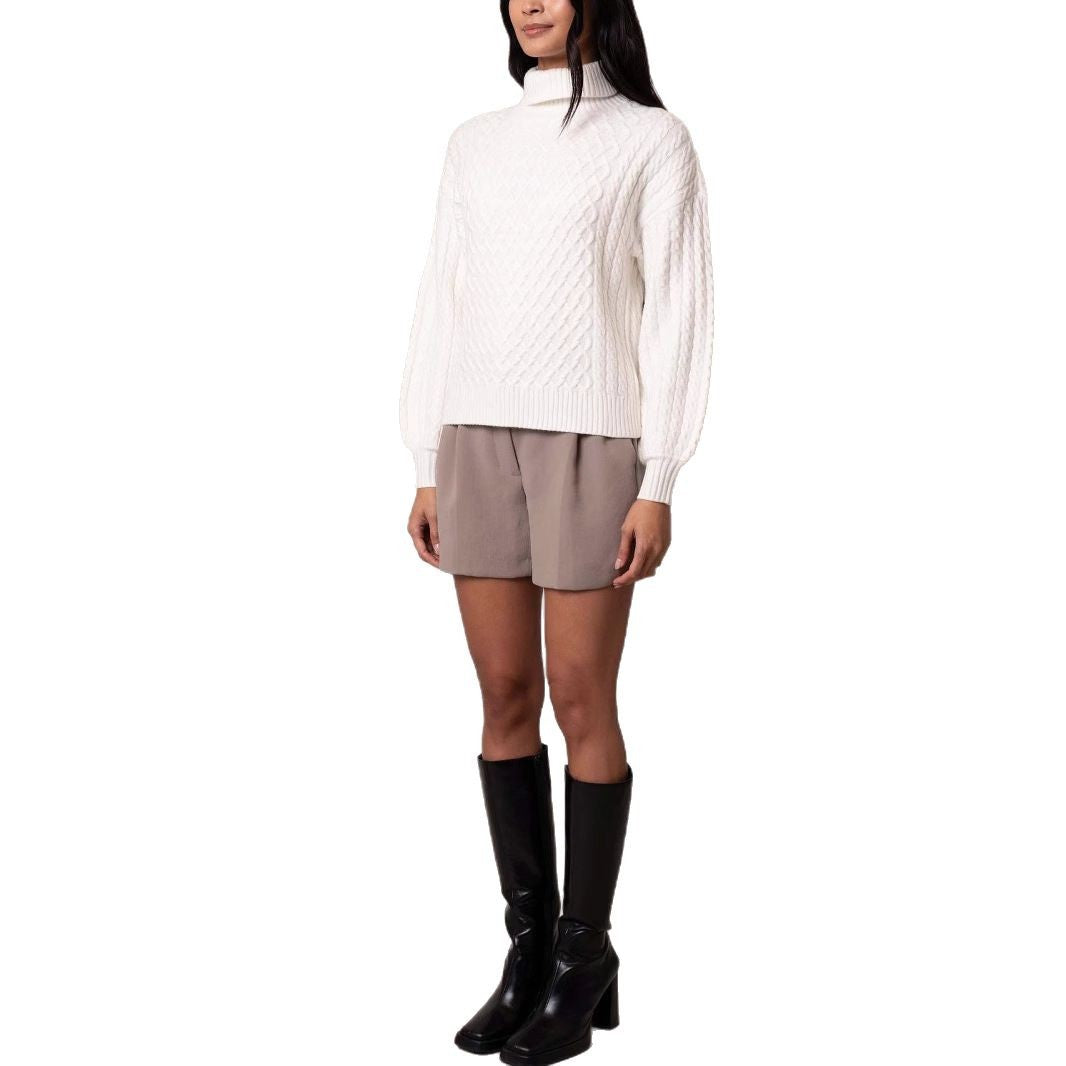 Damen Modischer Strickpullover mit hohen Kragen