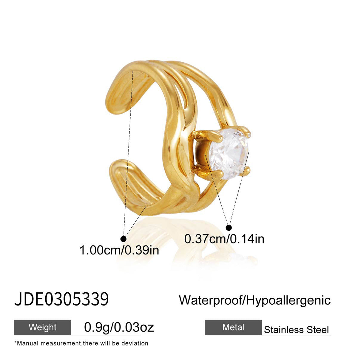 Damen Offener Ring mit elegantem Kristallbesatz Shop Nory