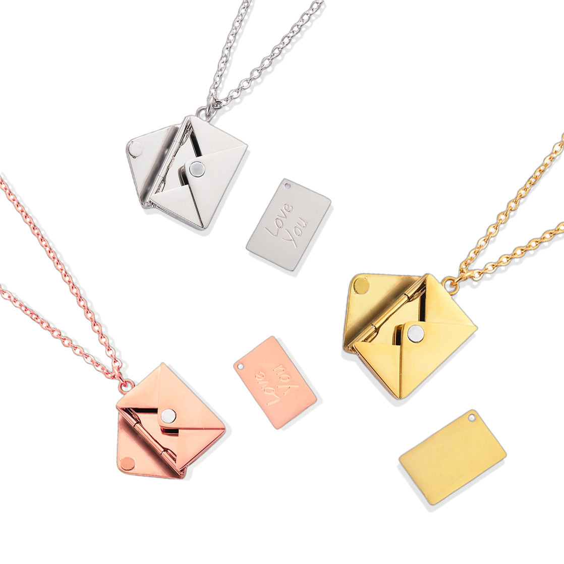 Damen Halskette mit Briefumschlag und Gravurschild Shop Nory
