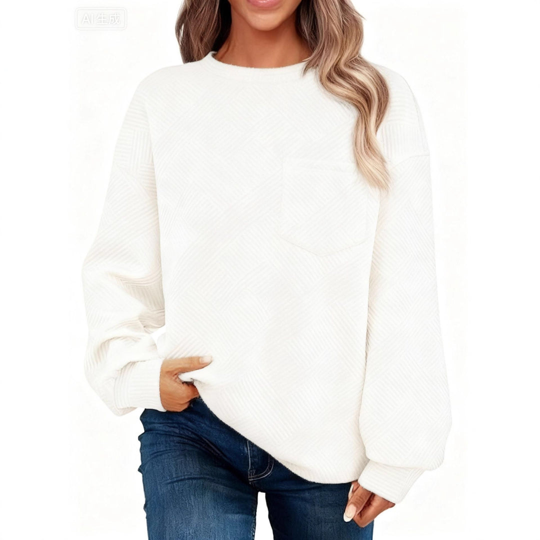 Damen Oversize Strukturstrick-Pullover mit Brusttasche Shop Nory