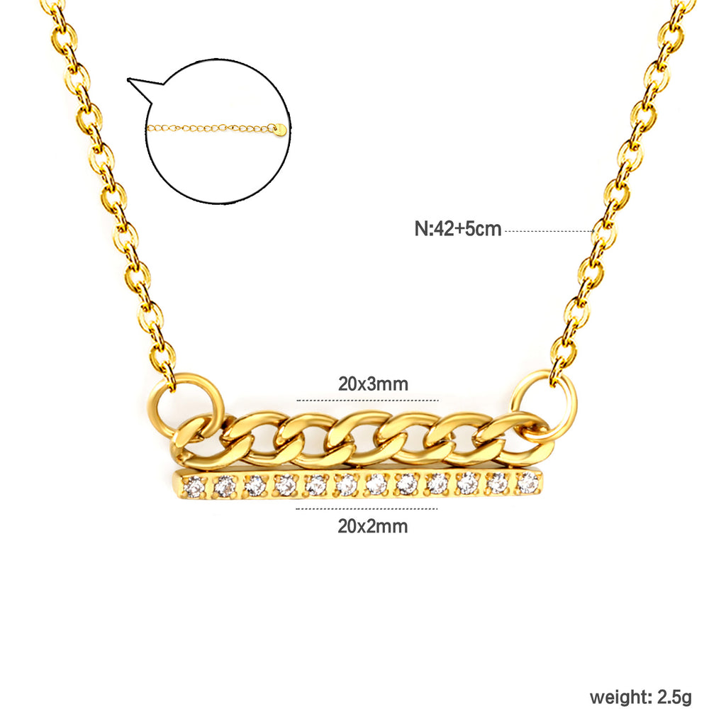 Damen Halskette mit glitzerndem Zirkonia-Anhänger und klassischem Kettendesign Shop Nory