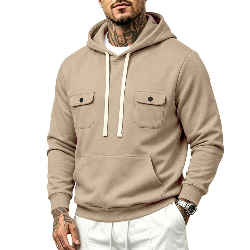 Herren Kapuzenpullover mit Doppel-Brusttaschen und Kängurutasche Shop Nory