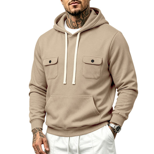 Herren Kapuzenpullover mit Doppel-Brusttaschen und Kängurutasche Shop Nory