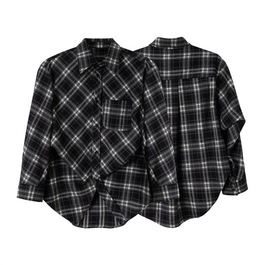 Damen Oversize-Flanellhemd mit asymmetrischem Saum Shop Nory