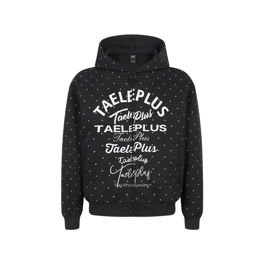 Damen Kapuzen-Sweatjacke mit durchgehendem Reißverschluss, Allover-Pünktchenmuster und mehrfacher Logogestaltung Shop Nory