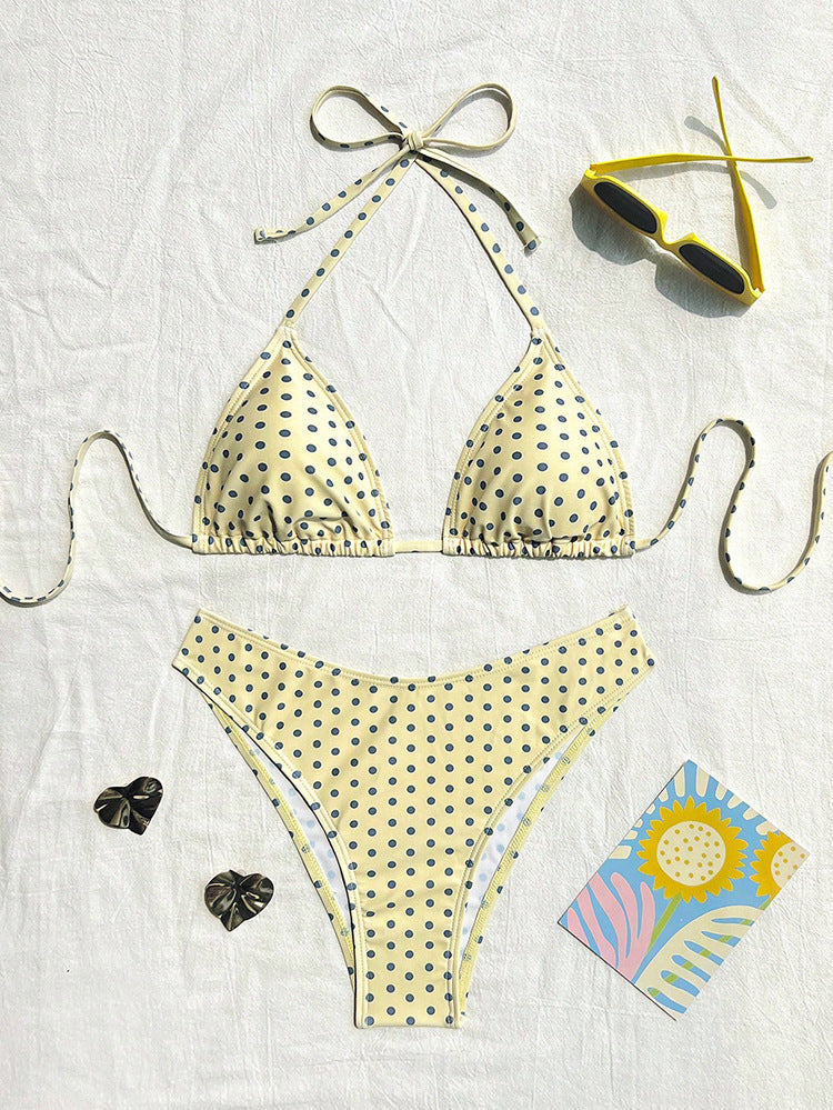 Damen Triangel-Bikini mit dekorativen Punkten Shopnory