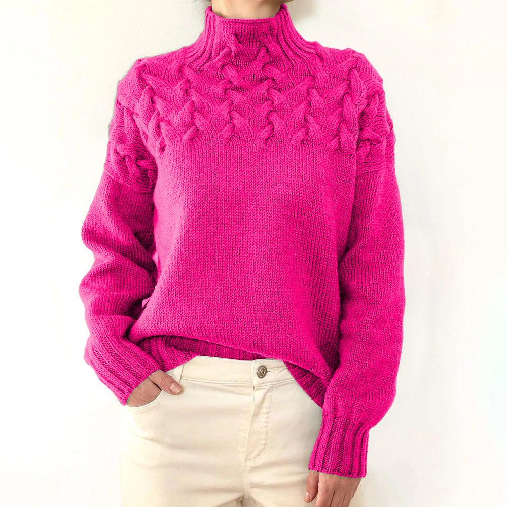 Damen nan Strickpullover mit Zopfstruktur und hohem Rollkragen Shop Nory