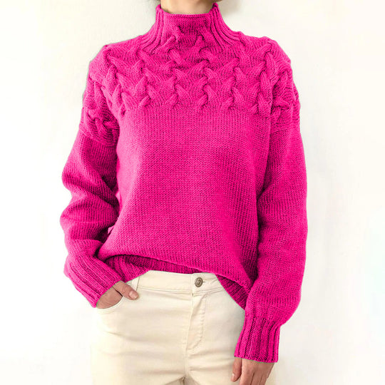 Damen nan Strickpullover mit Zopfstruktur und hohem Rollkragen Shop Nory