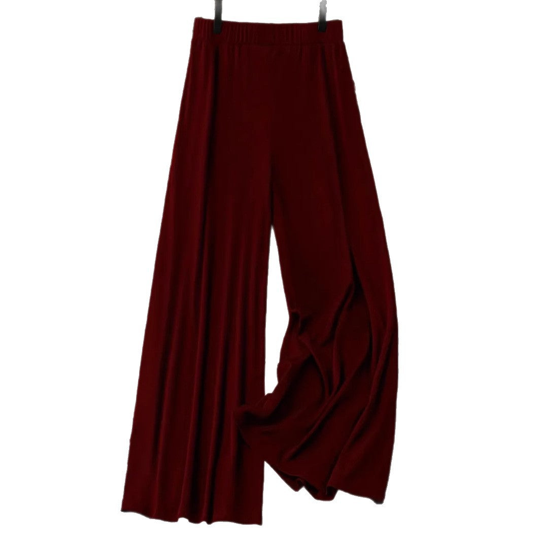 Frauen Weite Bein Hohe Taille Knopf-Akzent Palazzo Hose Shop Nory