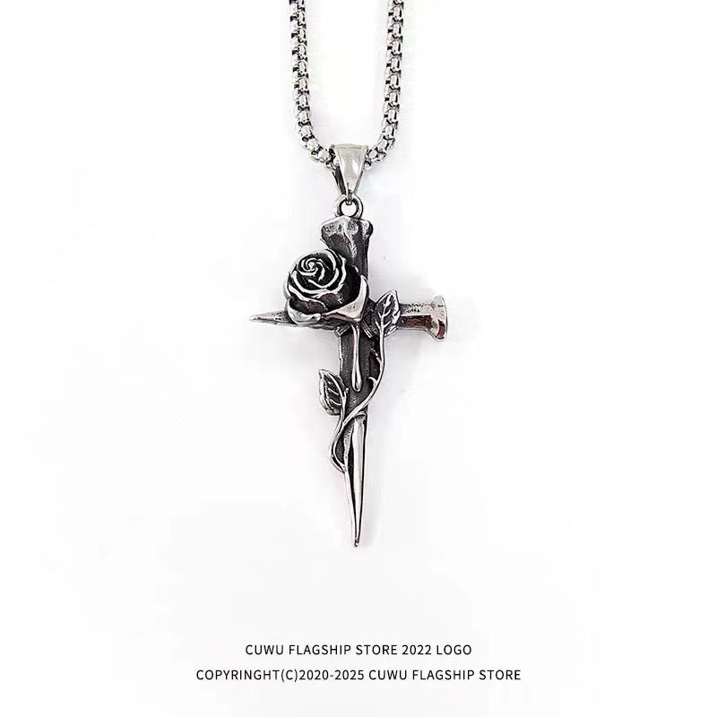 Damen Halskette mit künstlerischem Rosenkreuz-Anhänger Shop Nory