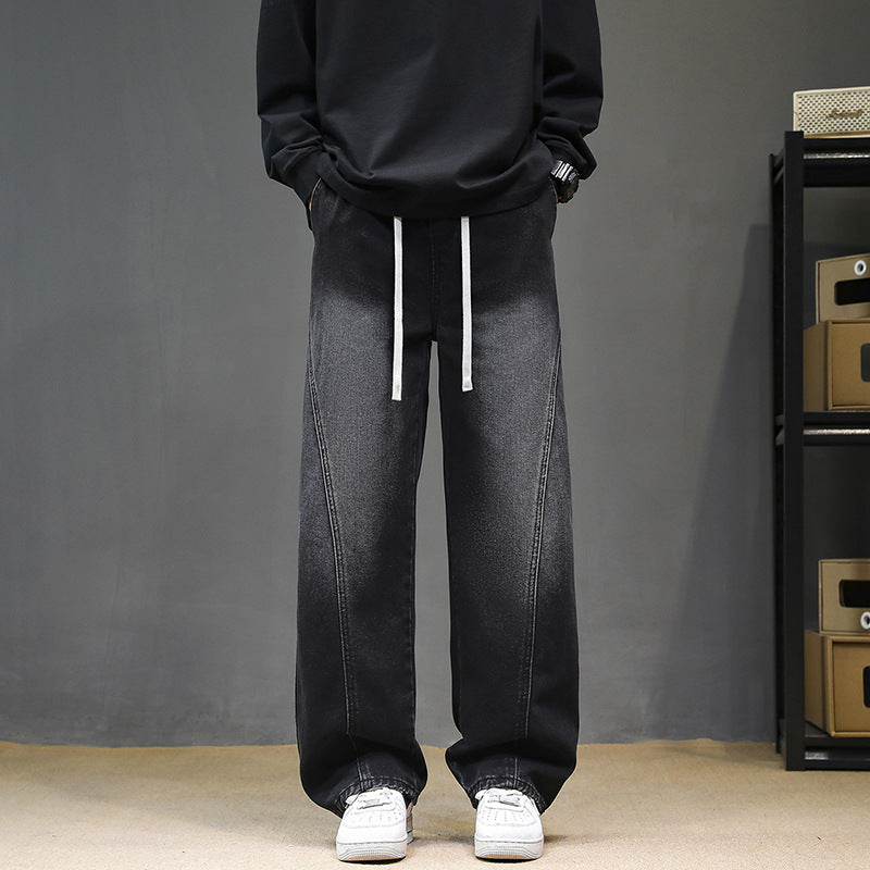 Herren Weitgeschnittene Jeanshose mit elastischem Bund und modernem Design