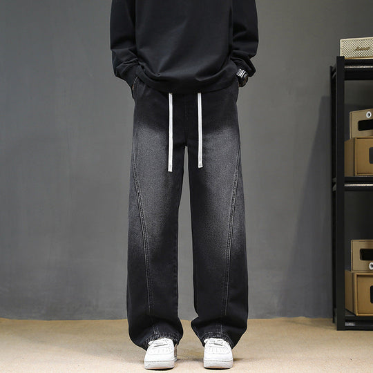Herren Weitgeschnittene Jeanshose mit elastischem Bund und modernem Design