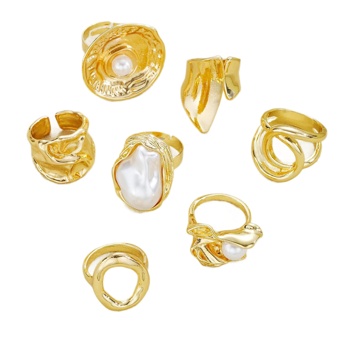 Damen Ringe Set mit künstlerischen und organischen Formen Shop Nory