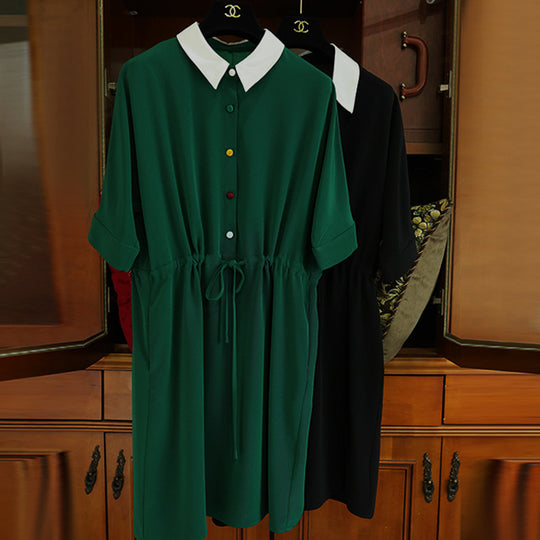 Damen Modisches Hemdkleid mit Taillenzug Shop Nory