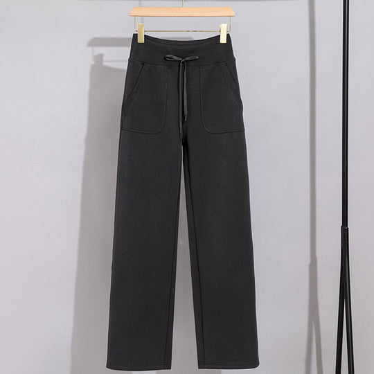 Damen Breite Baumwoll-Frottee-Loungehose mit hohem Bund und Tunnelzug Shop Nory