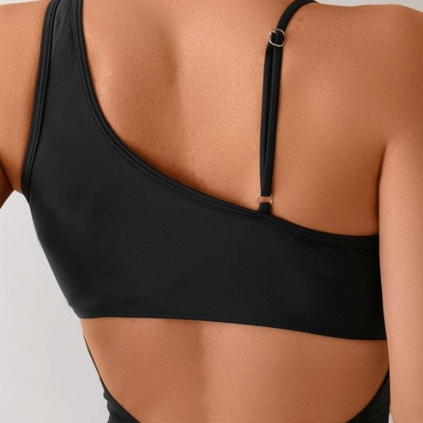 Damen Sportlicher Einteiler mit transparenten Einsätzen