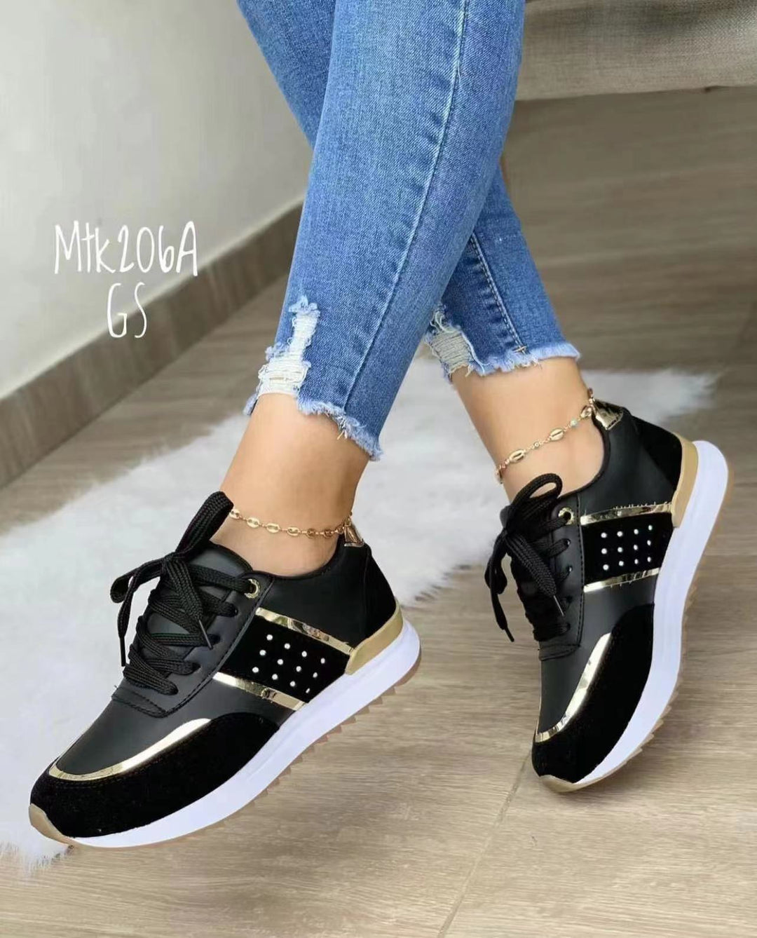 Damen Trendige Plateau-Sneaker mit Metallic-Akzenten und gepolsterter Komfortsohle Shop Nory